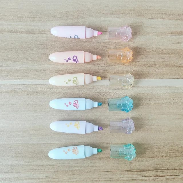 6pcs Mini Cat Paw Style Highlighter (Premium Quality)