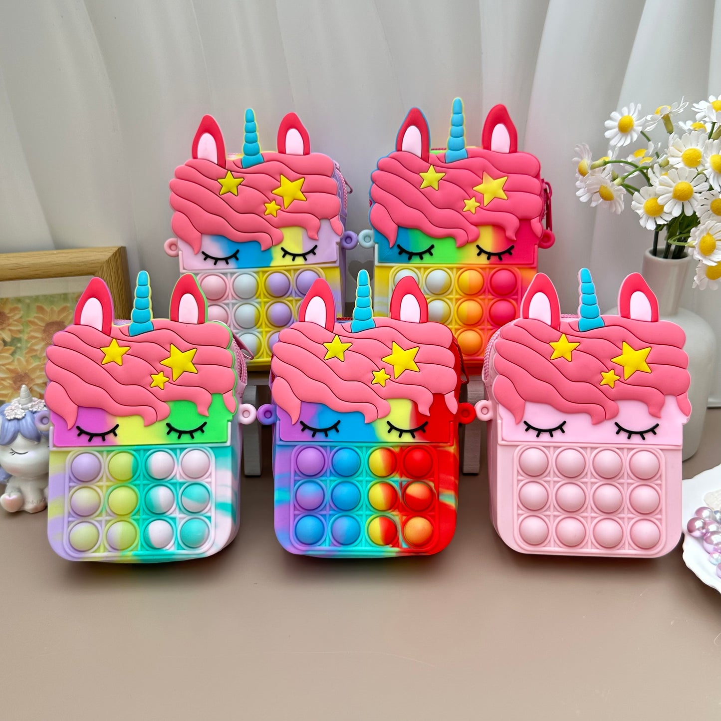 Cute Unicorn Style Mini Silicone Pop-It Pouch(Premium Quality)