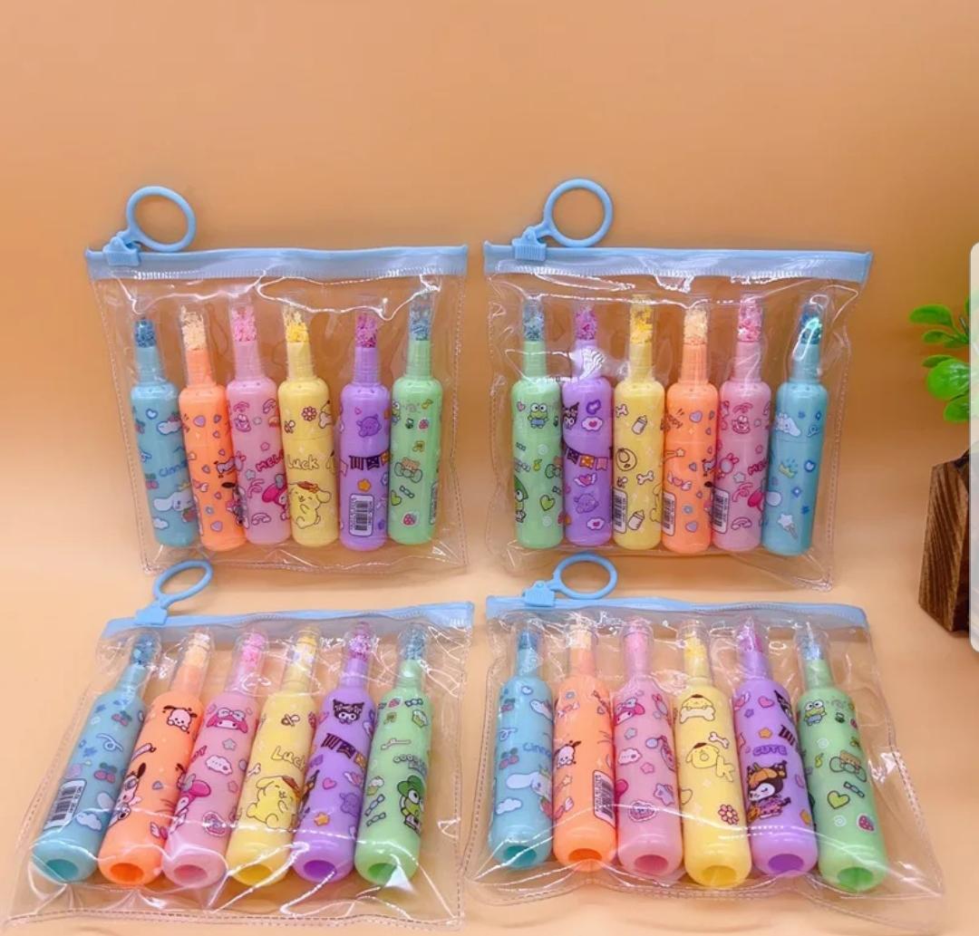 BOTTLE SHAPED KROMI CHARACTER HIGHLIGHTER (Pack OF 6)