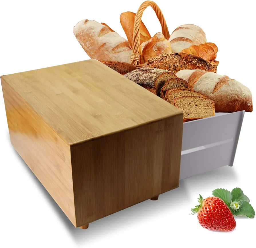 3 Pcs Bamboo Wooden Bread Storage Box Modern