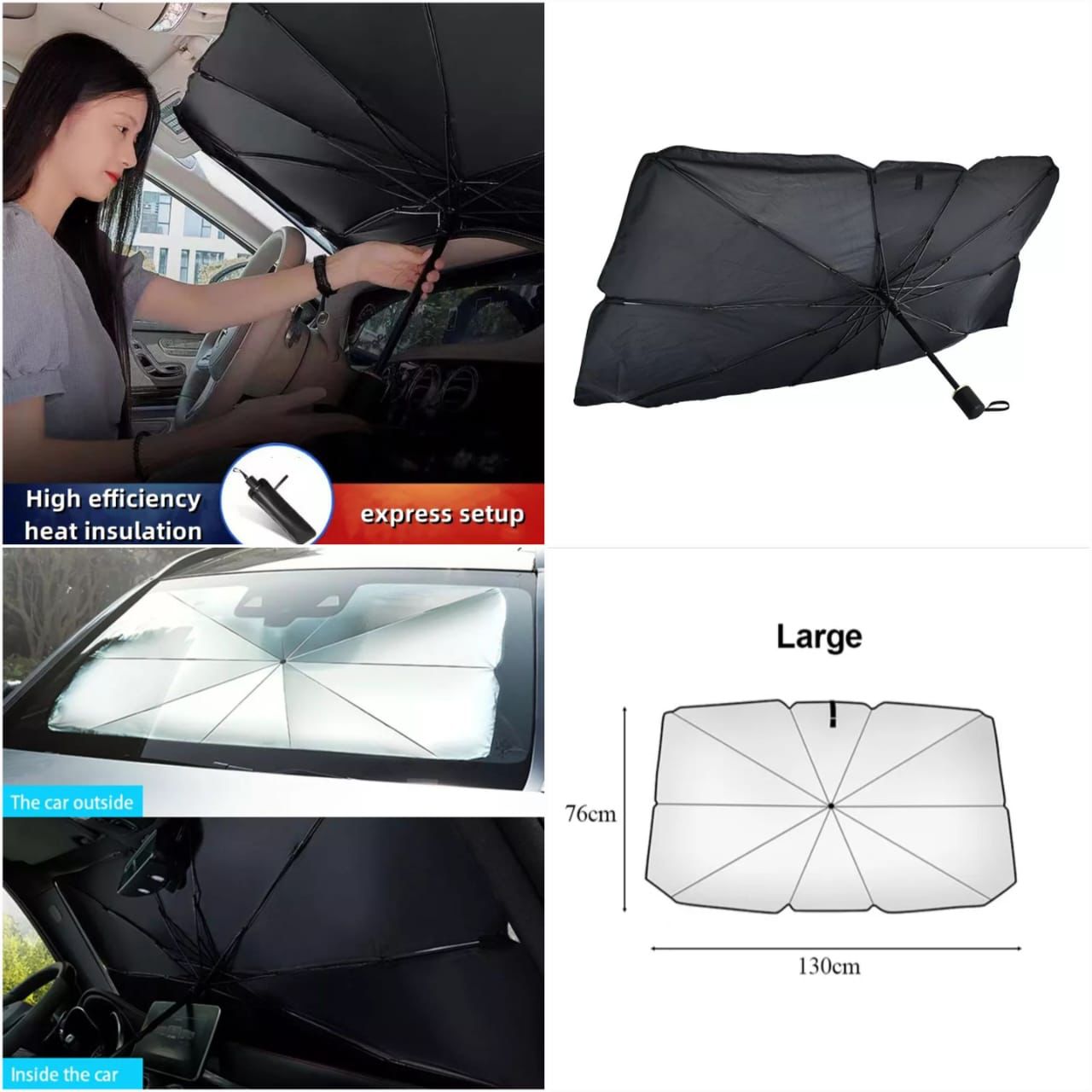 Umbrella Style Car Sun Shade Protector