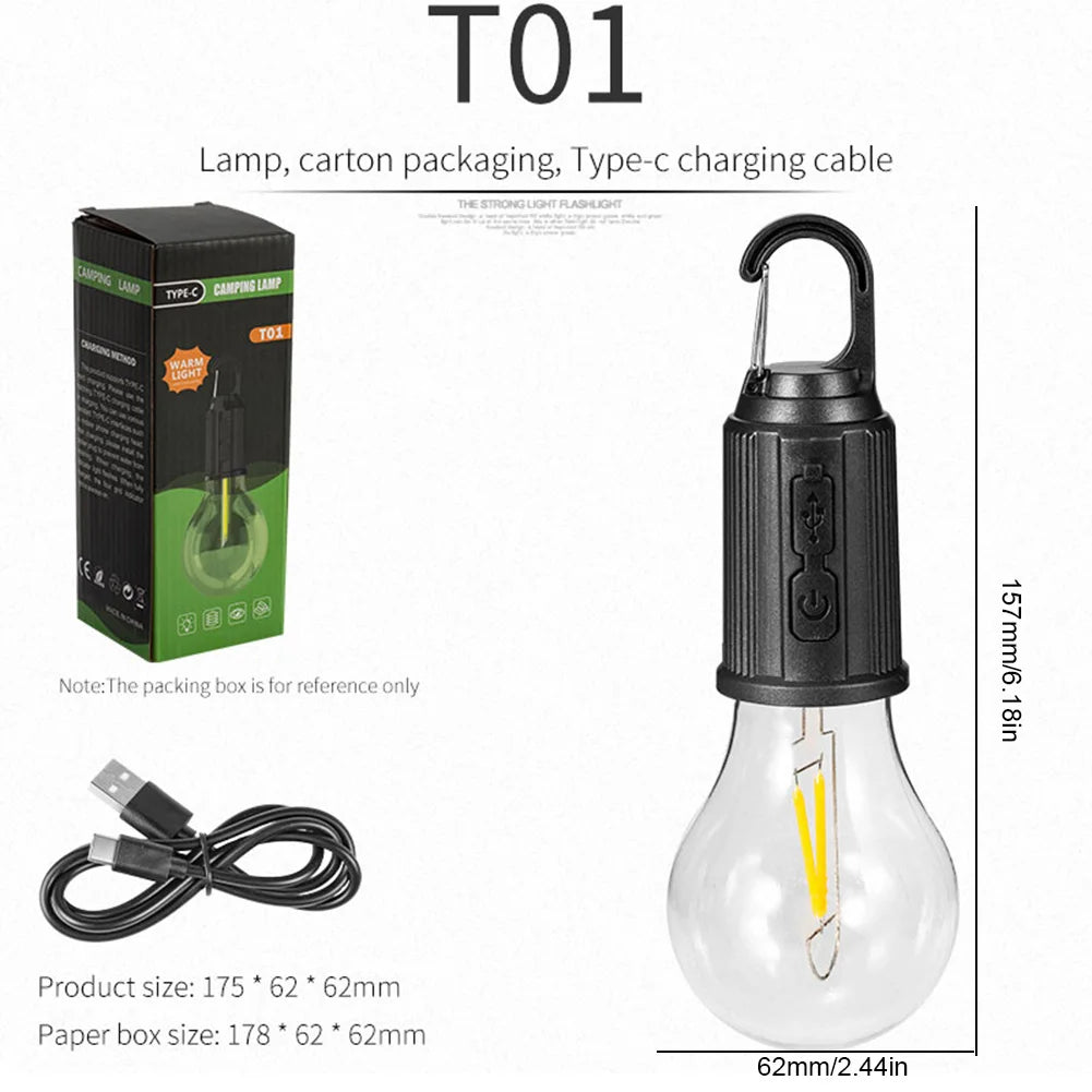 Rechargeable Hanging Bulb With 3 Modes