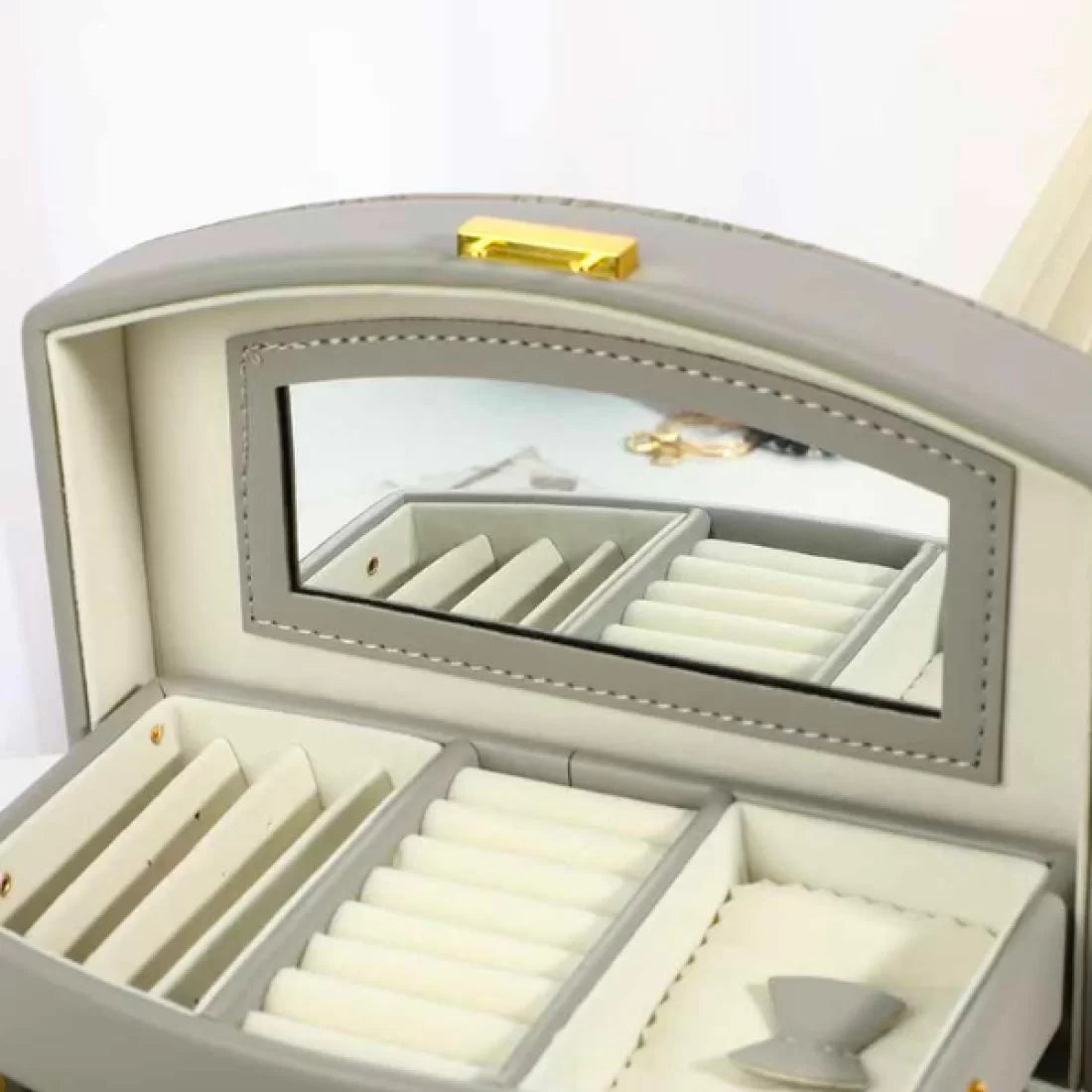 Luxury Self Textured Leather Jewelry Case (Premium Quality)