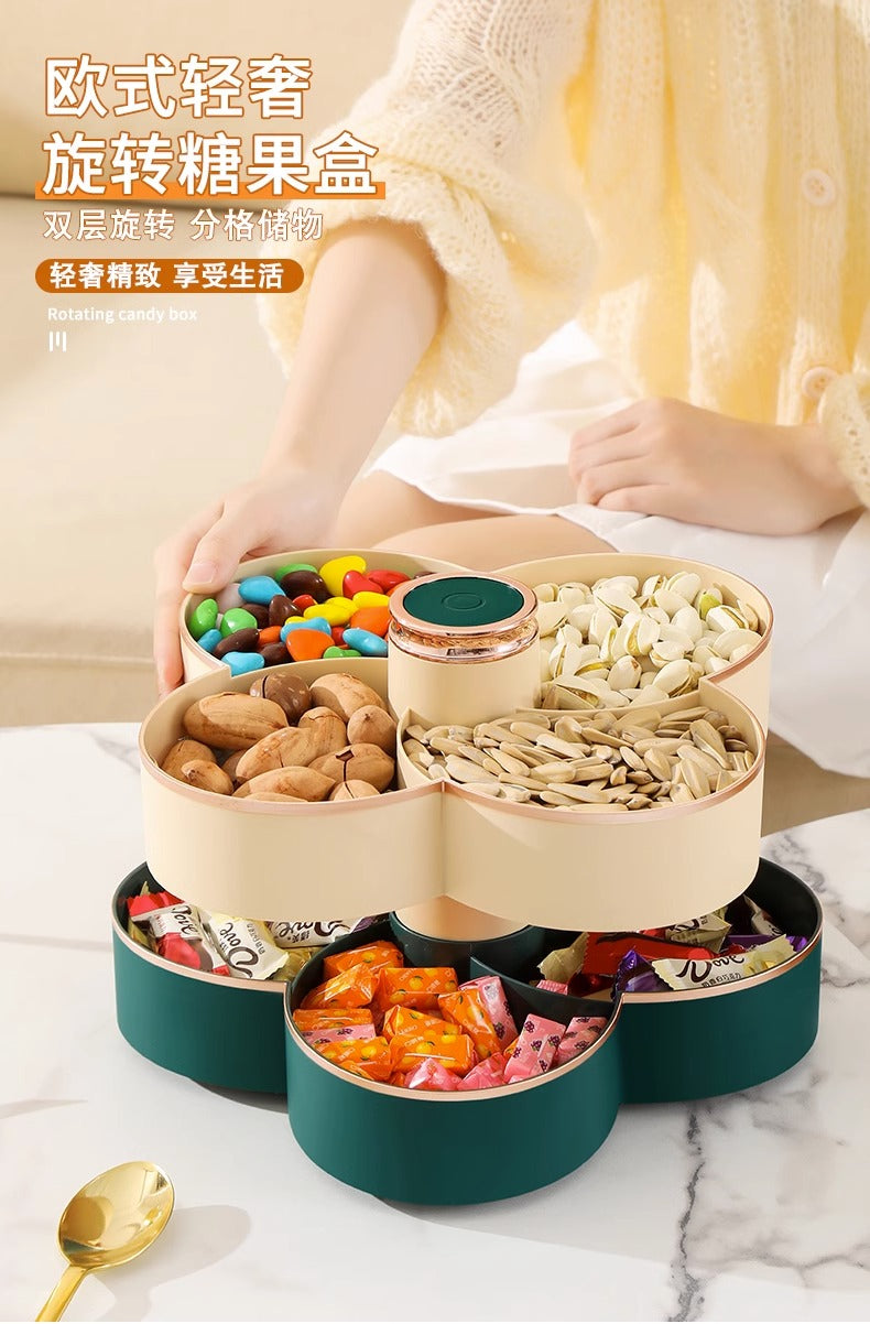 2 Layers Separate Lattice Rotation Snacks Plates
