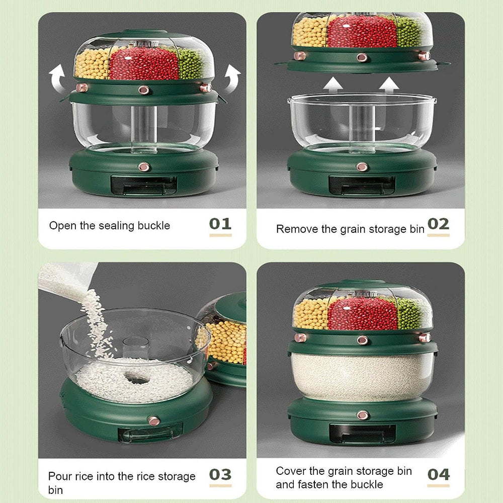 Rotatable Rice Dispenser - Rice Storage Container, Household Grain Dispenser Bucket