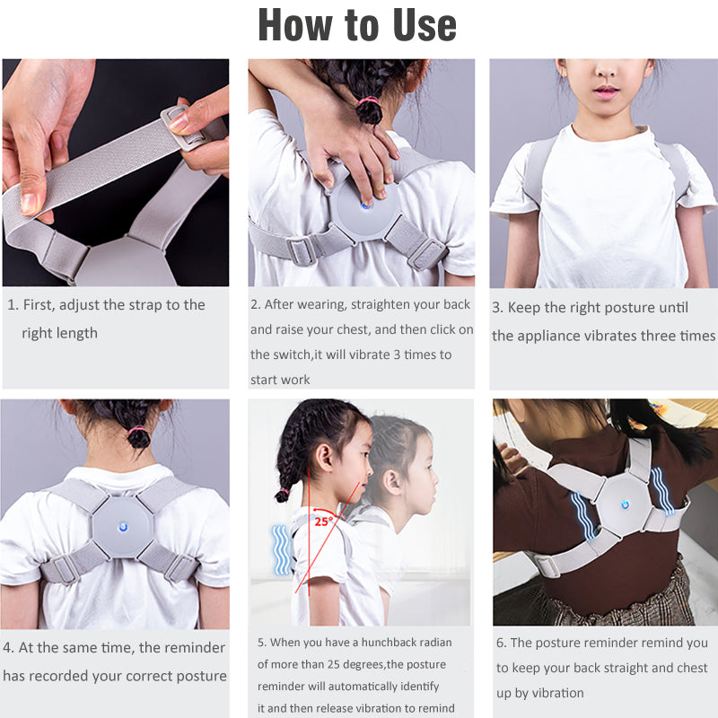 Smart Posture Corrector With Intelligent Sensor Vibration Reminder Adjustable Back Brace Support