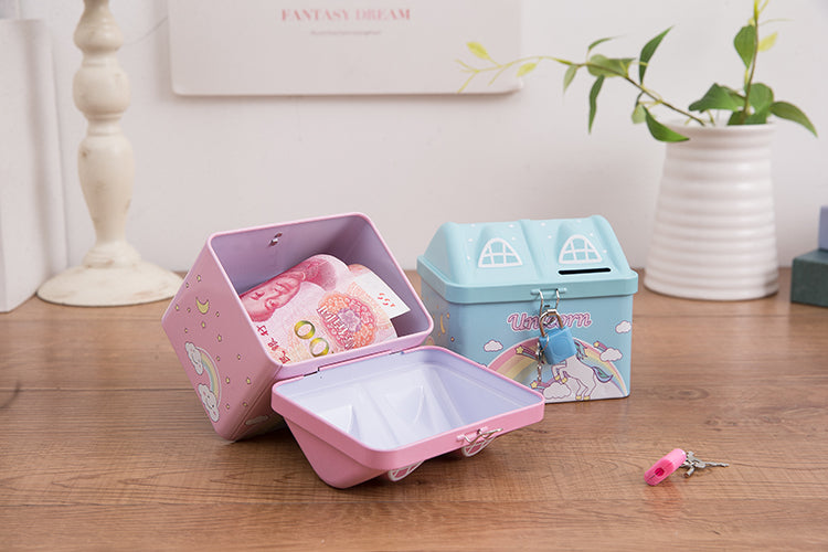 Children Money Bank Unicorn Style Metal Box