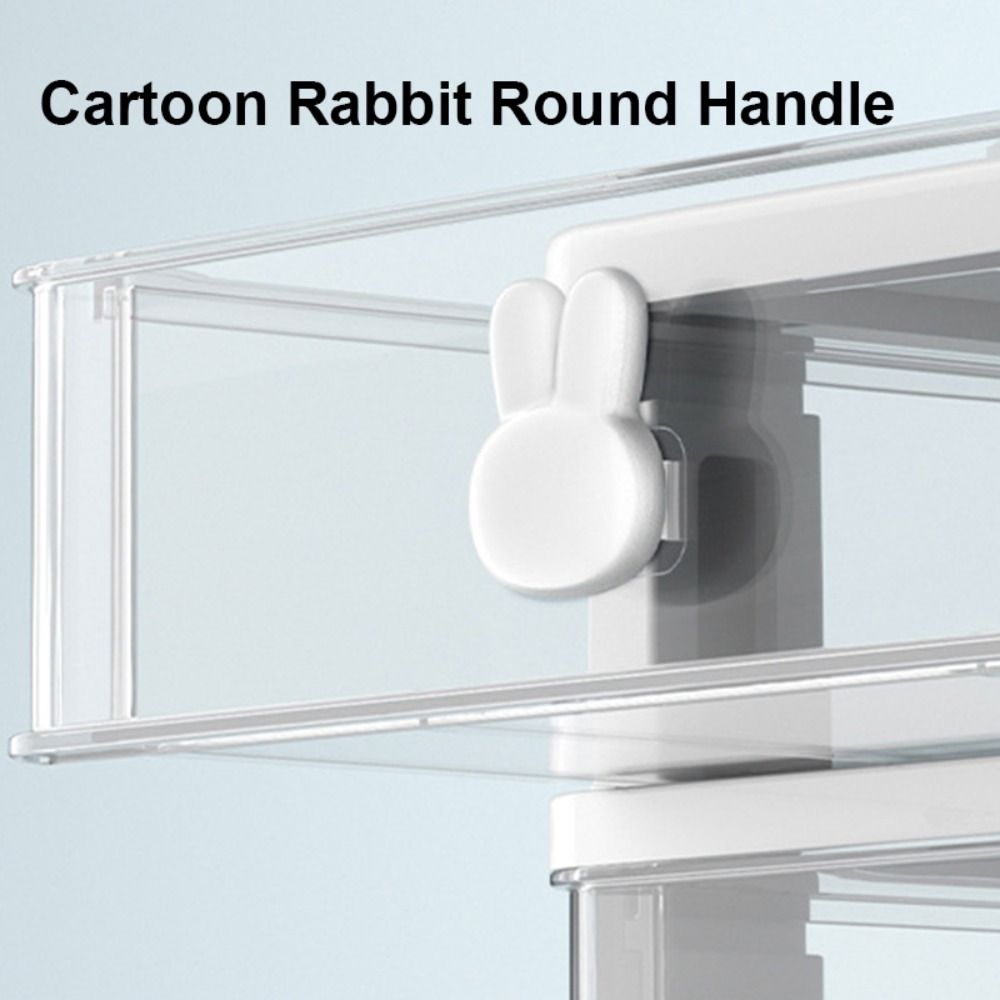 3 Layers Transparent Cartoon Rabbit Handle Storage Box (Premium Quality)