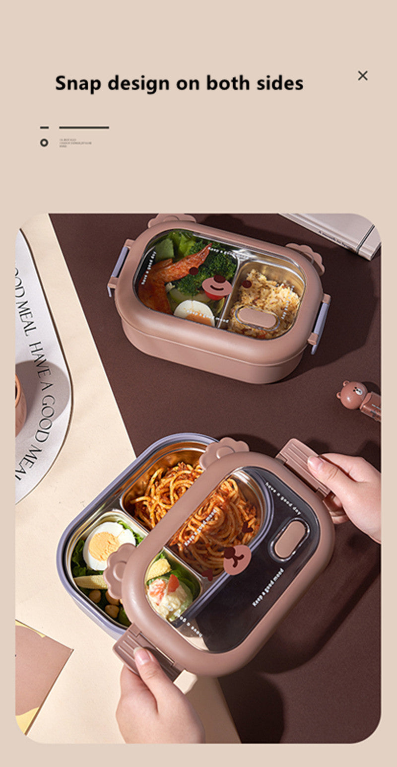 2 Compartments Stainless Steel Lunch Box. (Premium Quality)