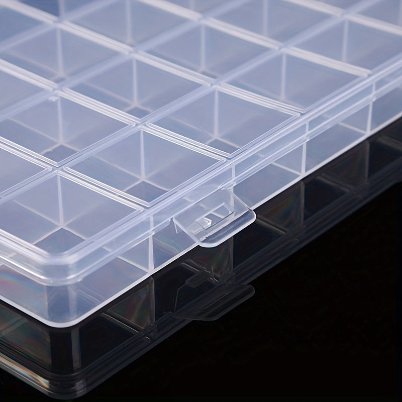 28 Grids Rectangle Plastic Jewelry Airing Storage Box
