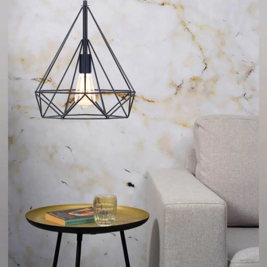 Sparkling Diamond Drop Pendant Lamp with vintage edison bulb