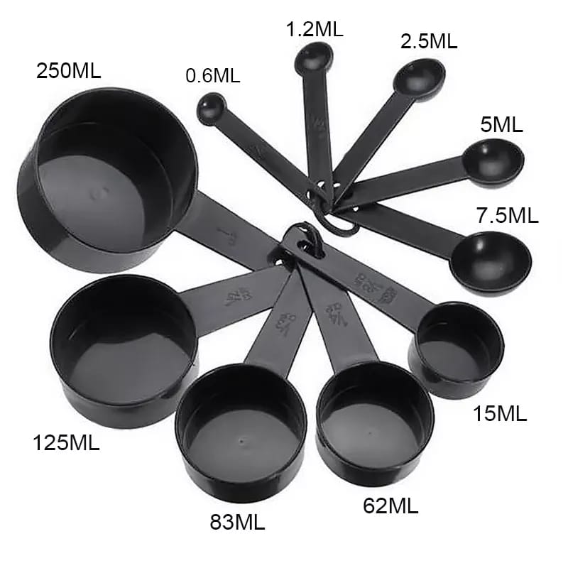 10 pcs Black Color Measuring Cups