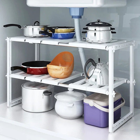 Expandable Adjustable Under Sink Kitchen Rack