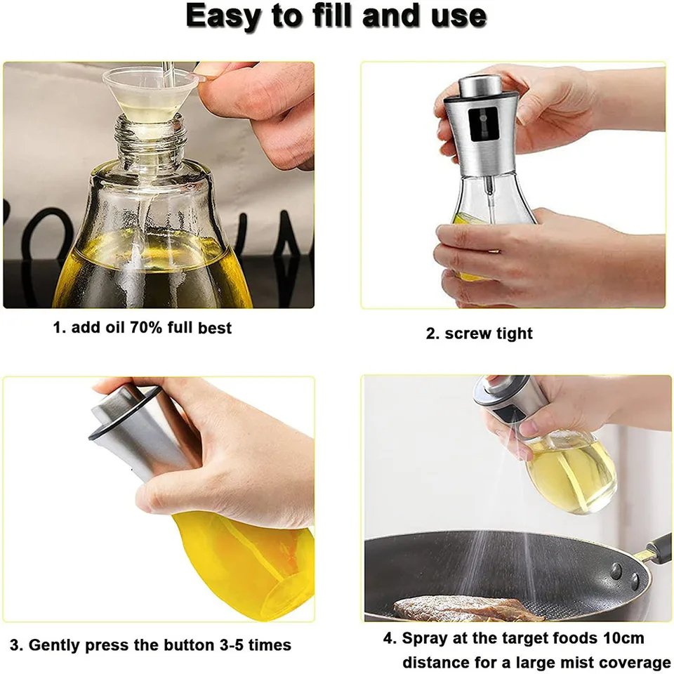 200ml Press Type Olive Oil Spray Bottle