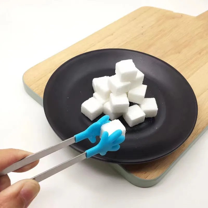 2 Pcs Stainless Steel Hand Shape Silicone Tongs