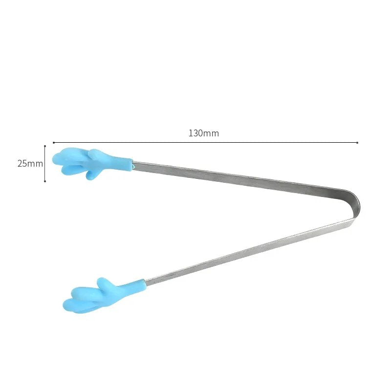 2 Pcs Stainless Steel Hand Shape Silicone Tongs