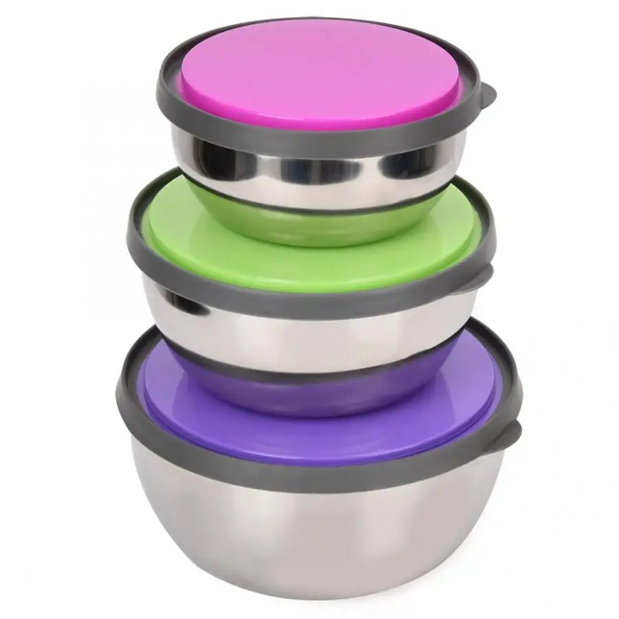 3 Pcs Stainless Steel Food Storage Container With Lids
