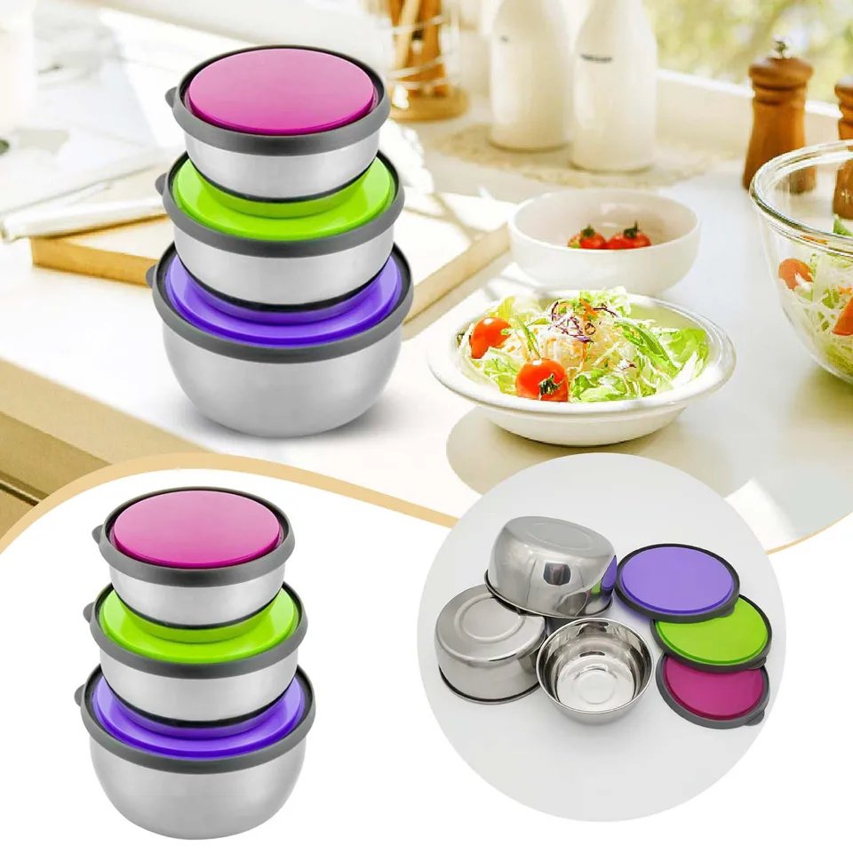 3 Pcs Stainless Steel Food Storage Container With Lids