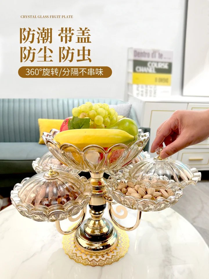 European-style Rotating crystal glass Dry Fruit Tray