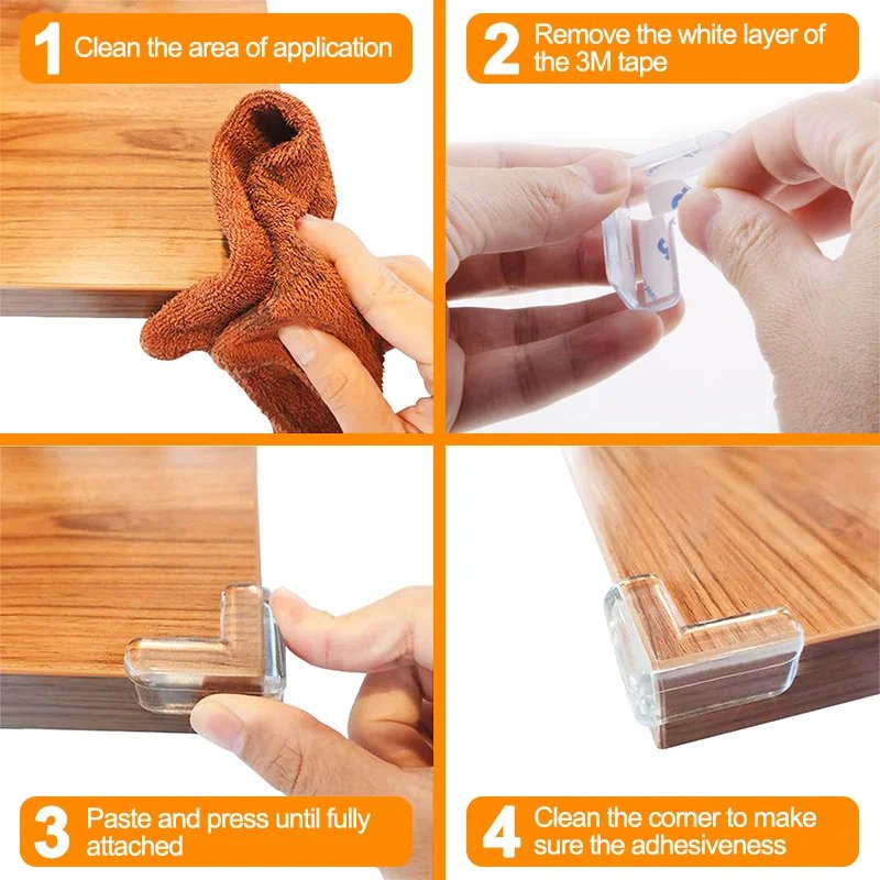 4 Pcs Transparent Silicone Table Corner
