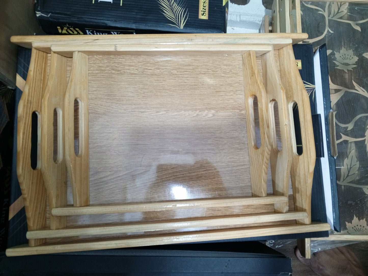 3-Piece Set Bamboo Serving Trays with Handles