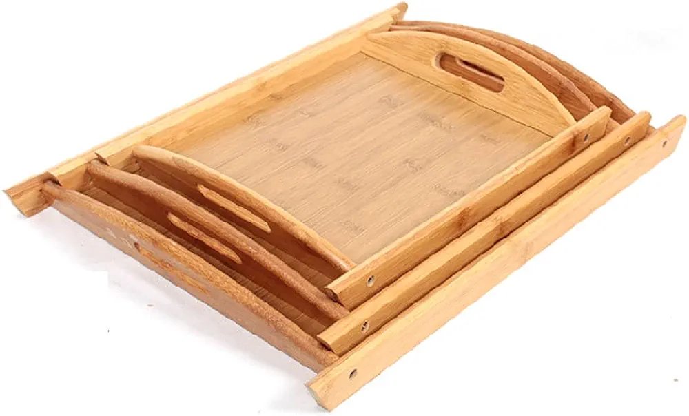 3-Piece Set Bamboo Serving Trays with Handles