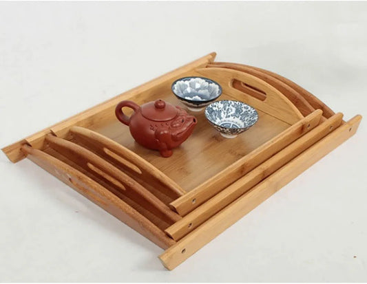 3-Piece Set Bamboo Serving Trays with Handles