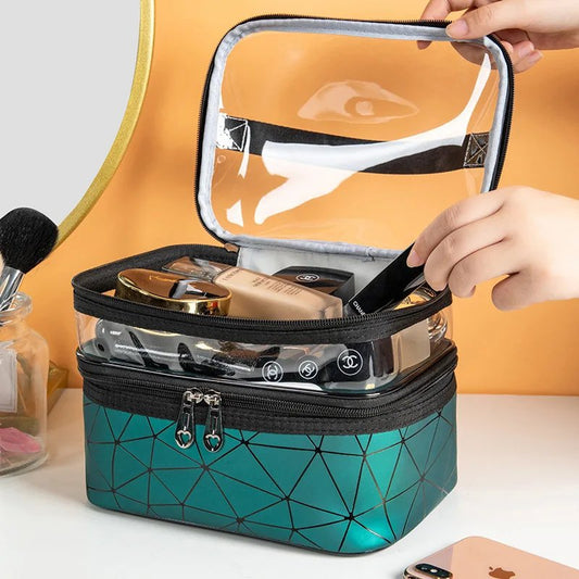 Double Layers Transparent Fashion Cosmetics Bag