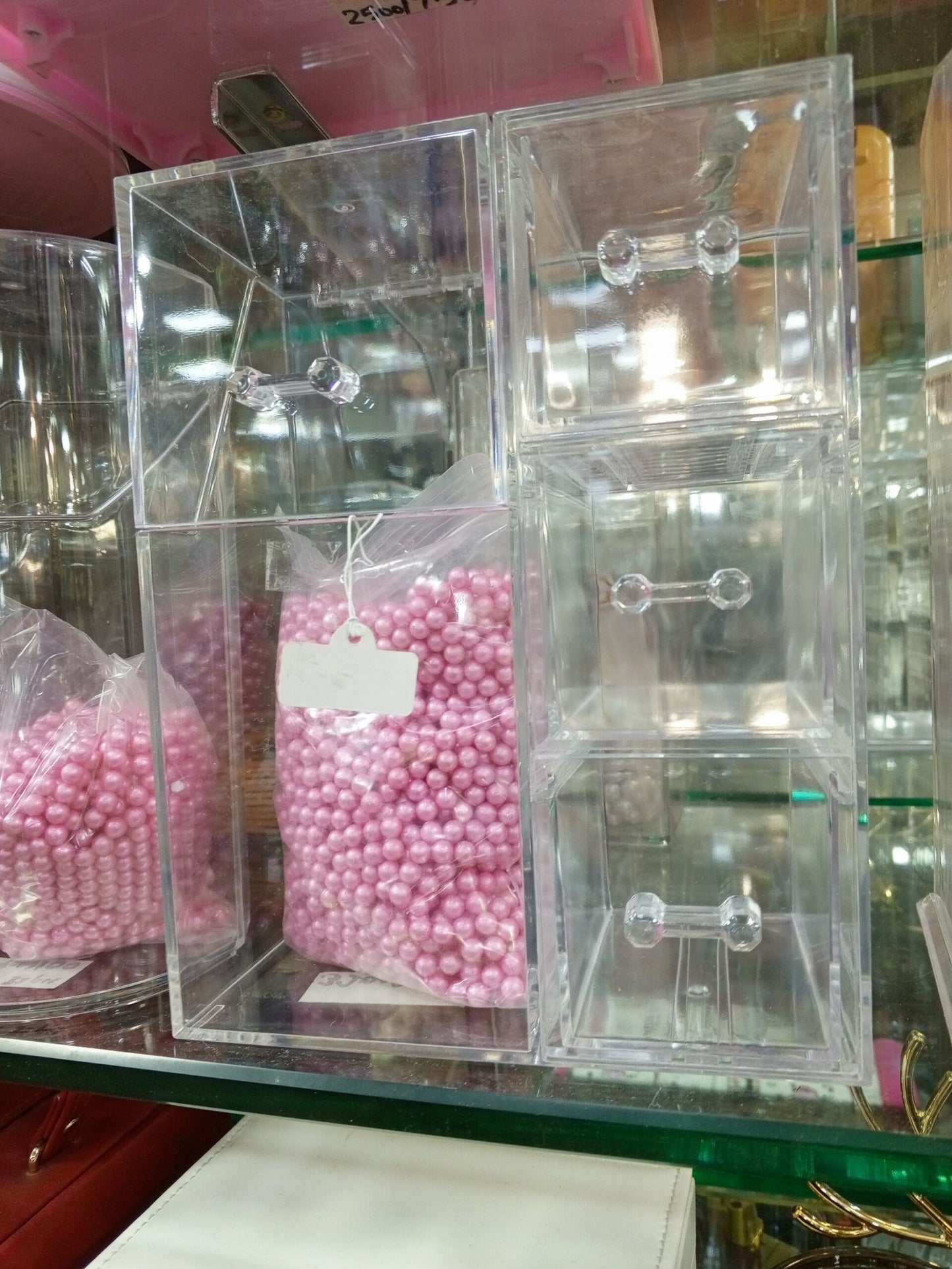 Acrylic Make-up Organizer Brush Display Box With Pearls. (Premium Quality)
