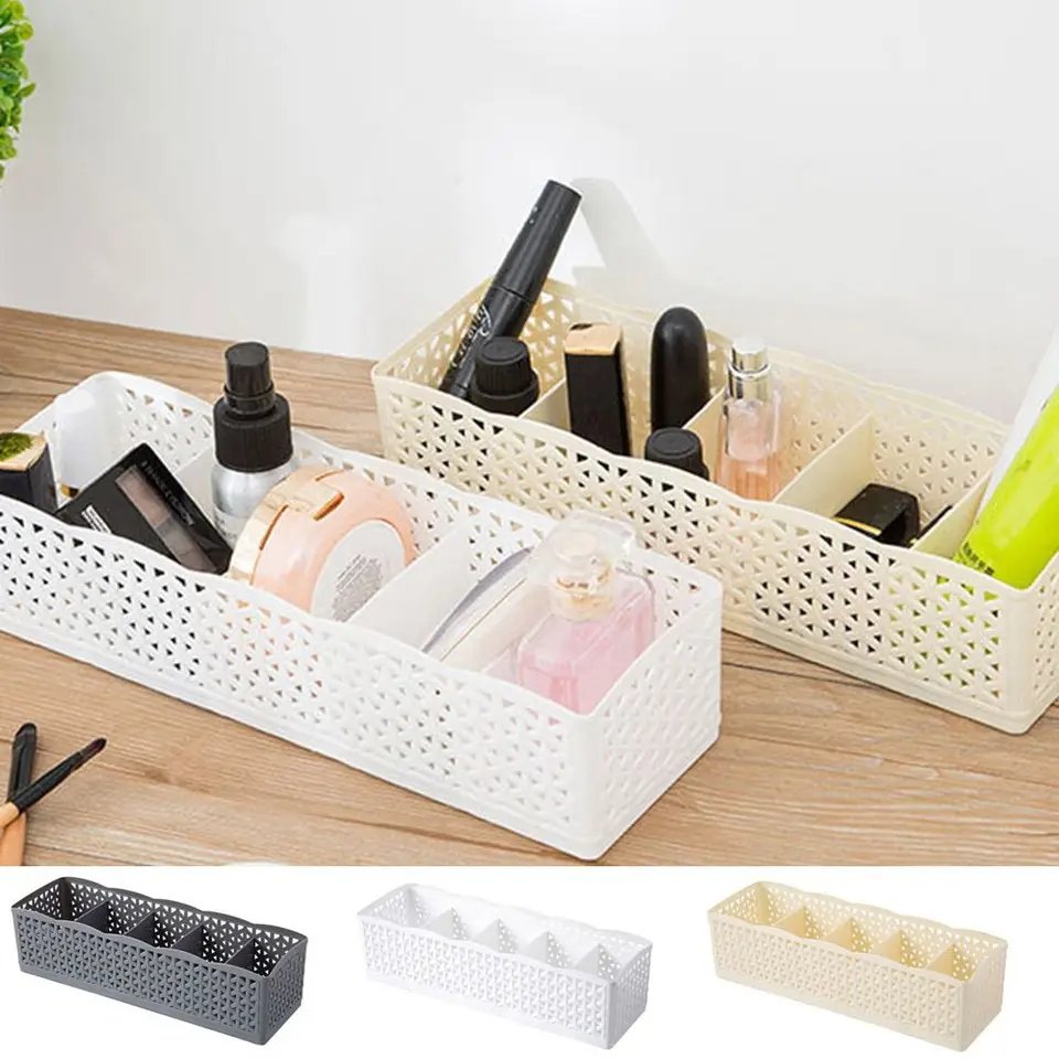 Rattan Style 5 Grids Multipurpose Organizer. (Good Quality)