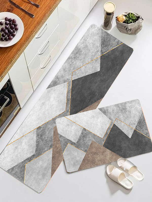 2 Pcs Set Nordic Style Kitchen Mat