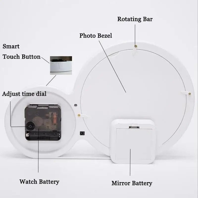 Sublimation Desk Alarm Clock Round Magic Mirror 3D Photo Frame