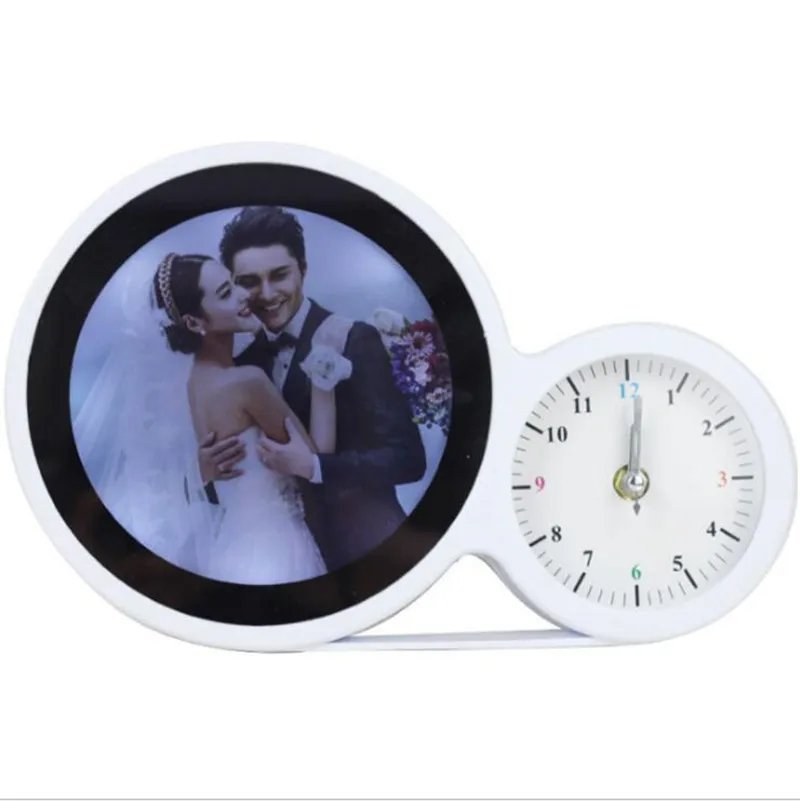 Sublimation Desk Alarm Clock Round Magic Mirror 3D Photo Frame