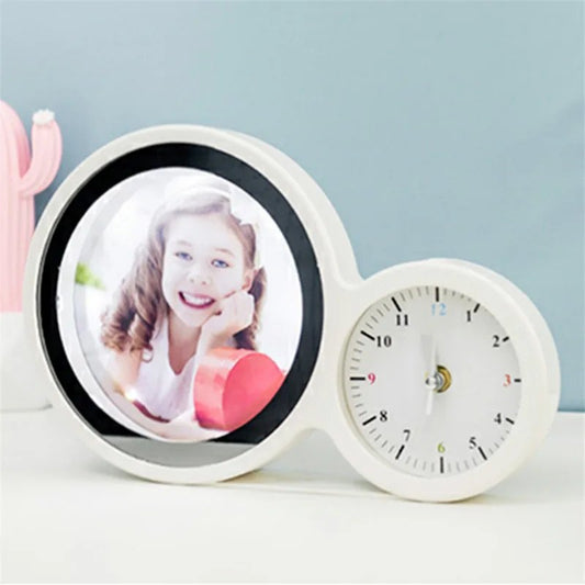 Sublimation Desk Alarm Clock Round Magic Mirror 3D Photo Frame
