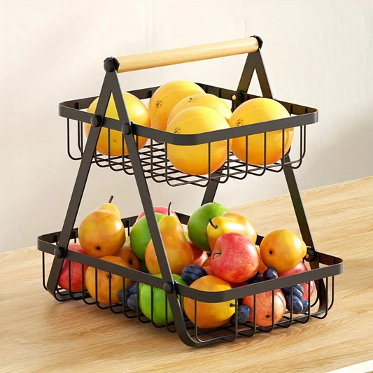 2 Tier Countertop Fruit Basket Organizer Basket For Kitchen Cournertop