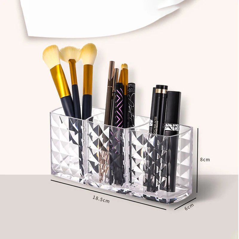 3 Compartment Acrylic Make-up Brush Holder