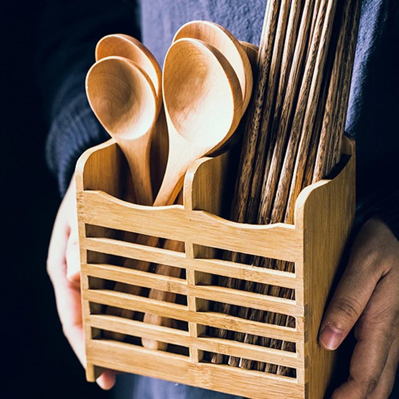 Bamboo Wooden Cutlery Chopstick Holder