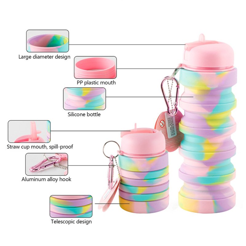 500ml Silicone Foldable Water Bottle