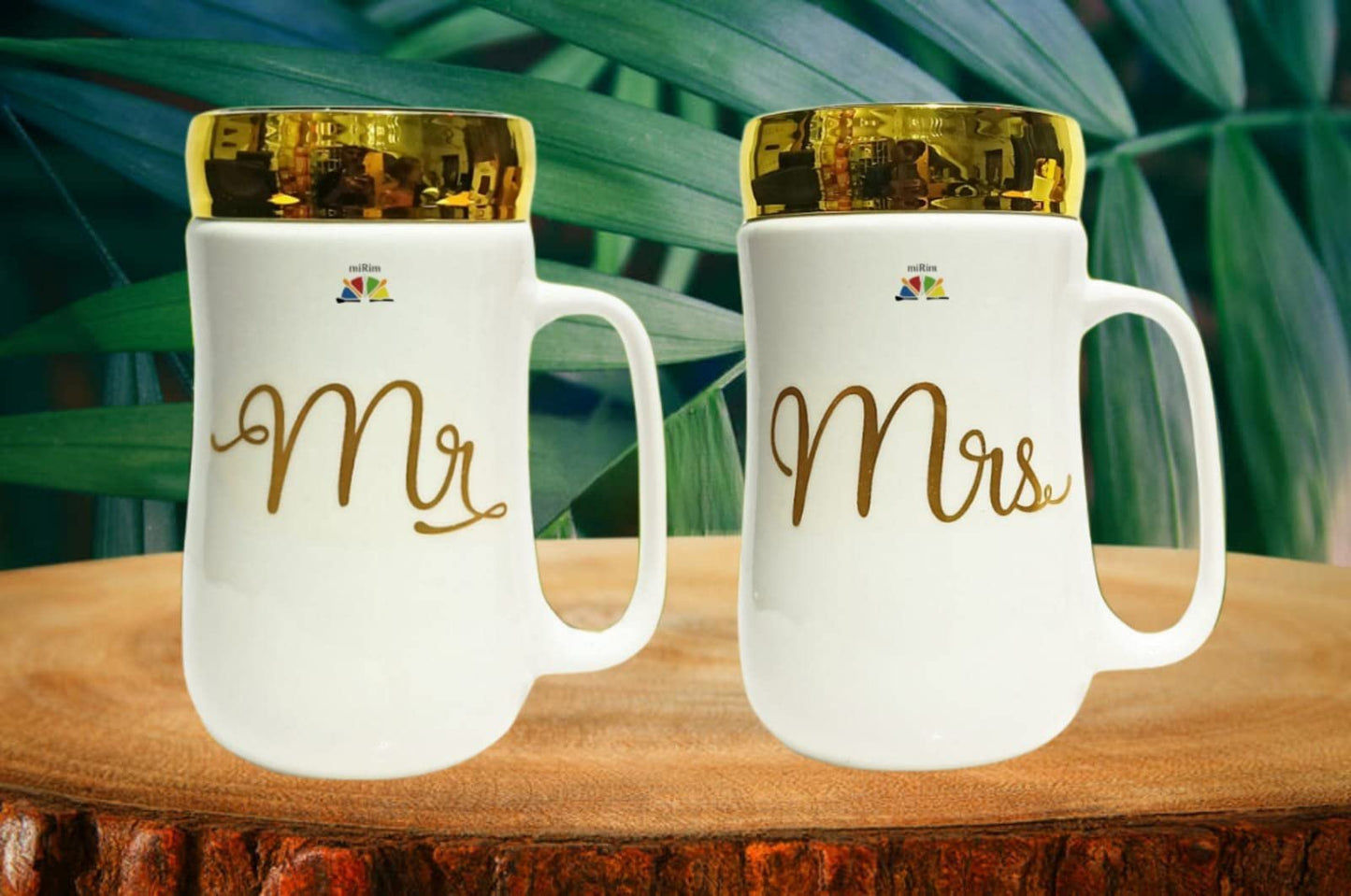 (Pack Of 2) Beautiful Ceramic Mug With Mirror Lid