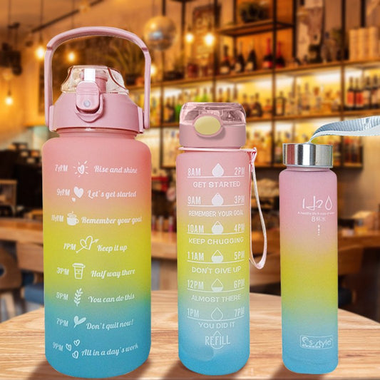 3 Pcs Set Motivational Sport Bottle