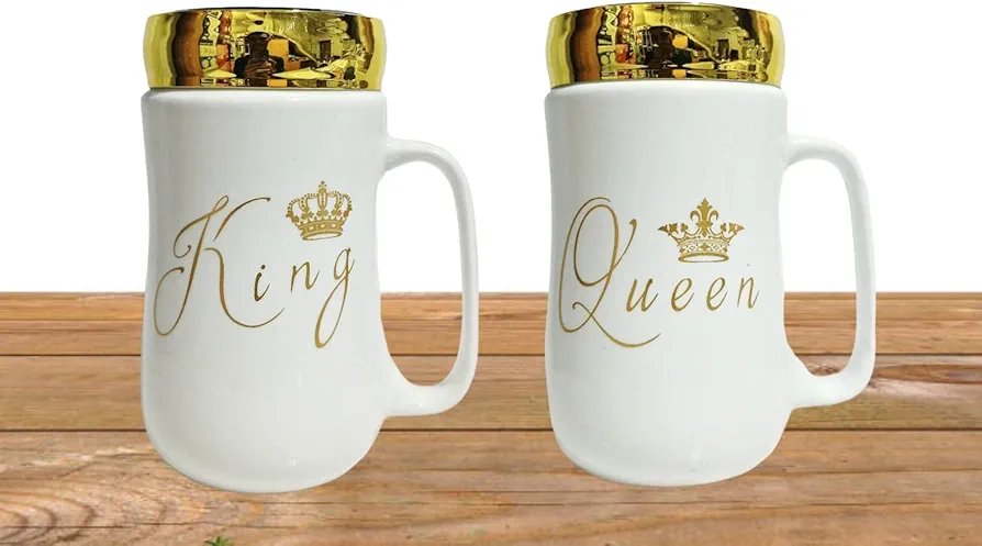 (Pack Of 2) Beautiful Ceramic Mug With Mirror Lid
