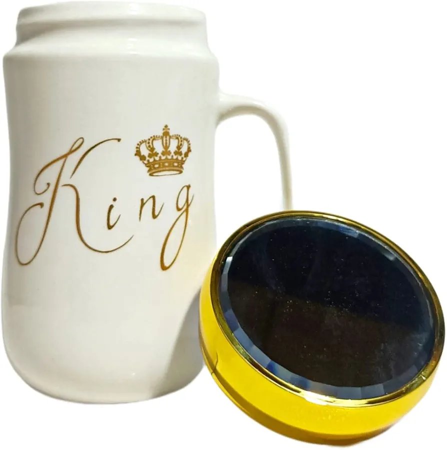 (Pack Of 2) Beautiful Ceramic Mug With Mirror Lid