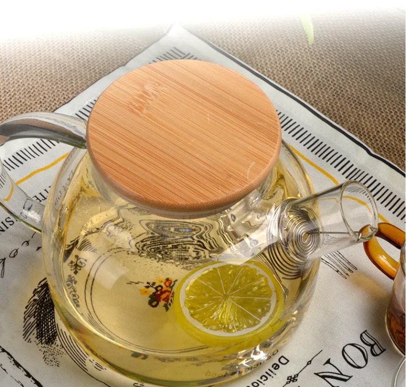 Glass Tea Infuser Kettle With Bamboo Lid