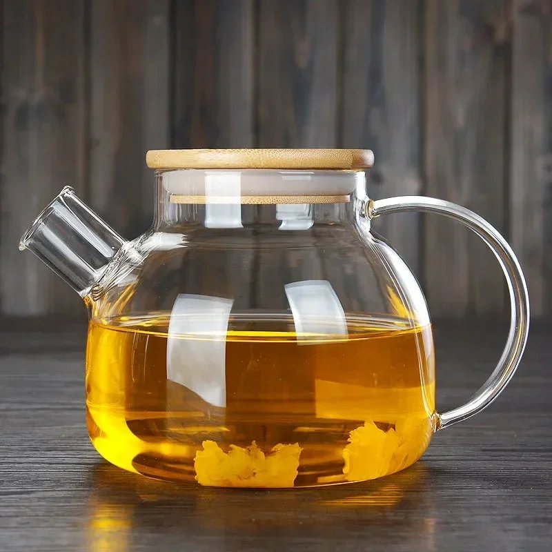 Glass Tea Infuser Kettle With Bamboo Lid