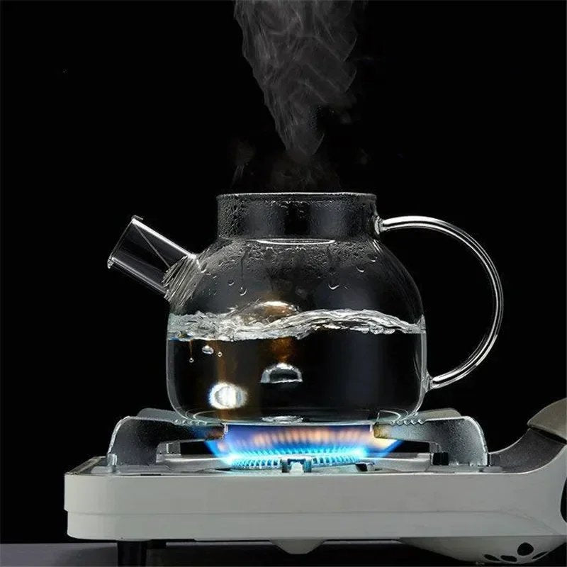 Glass Tea Infuser Kettle With Bamboo Lid