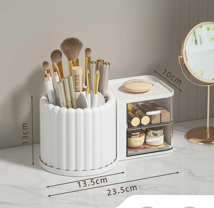 Rotating Plastic Makeup Brush Organizers With Drawer (Premium Quality)