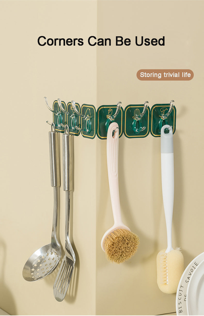 Self Adhesive Colorful 6 Row Wall Hook Wall