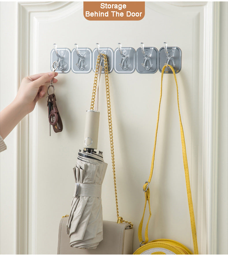 Self Adhesive Colorful 6 Row Wall Hook Wall