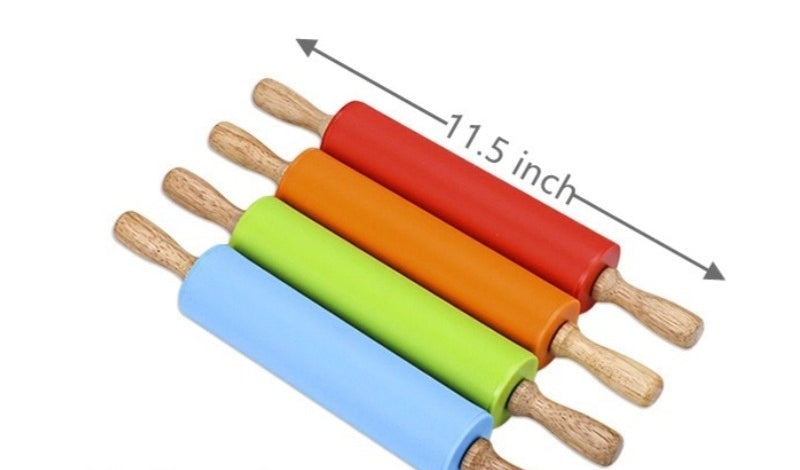 Wooden Handle Non Stick Silicone Rolling Pin