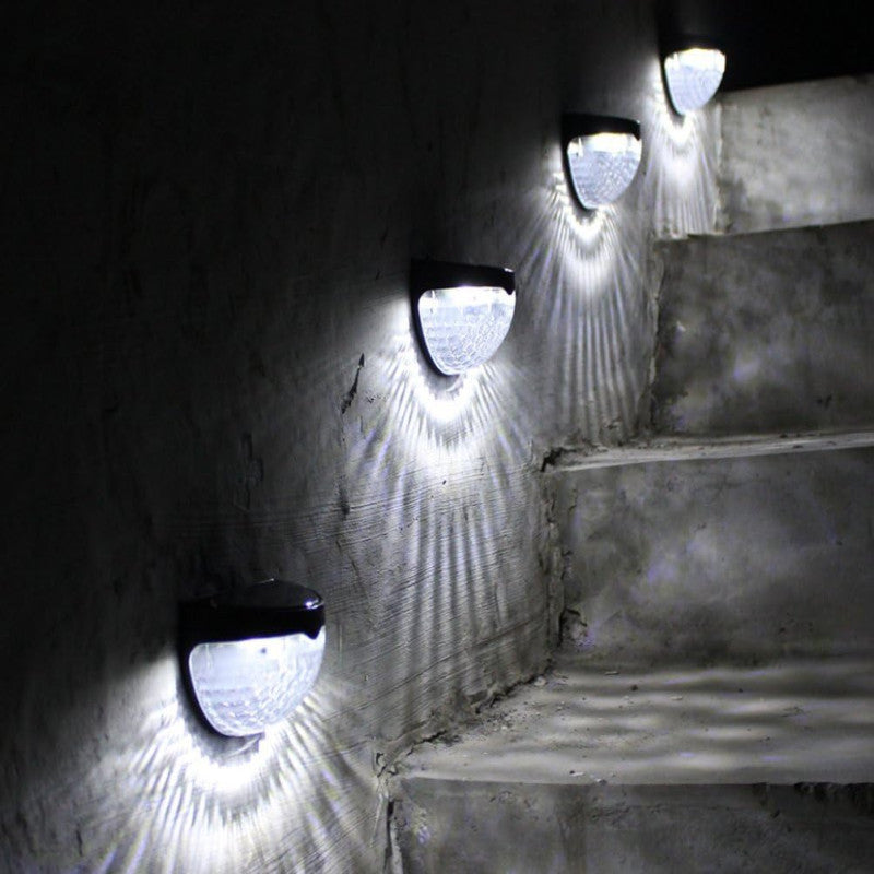 (Pack of 4) Solar Fence Post Light Semi-Circle LED Waterproof Powered Wall Lights